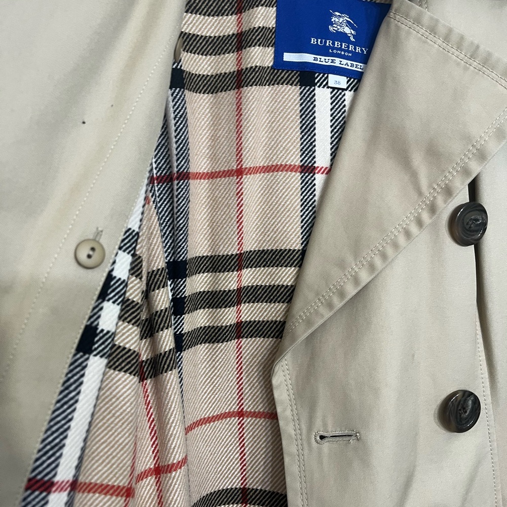 Burberry Beige Double-Breasted Trench Coat Blue Label - Picture 3 of 7